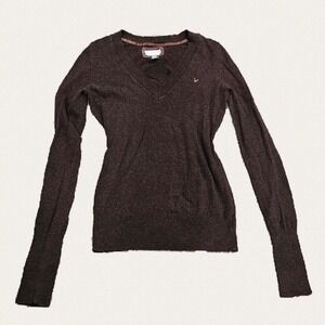 true y2k American Eagle chocolate colored cozy sweater